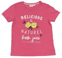 Tmavorůžové tričko s citrony a nápisy Kids