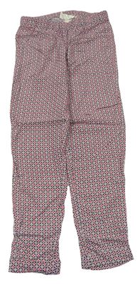 Světlerůžovo-tmavomodré vzorované lehké kalhoty zn. H&M