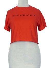 Dámské červené crop tričko s logem Friends Primark 