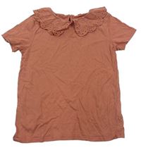 Rezavé tričko s límečkem H&M