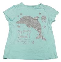 Pomněnkové tričko s delfínem 
