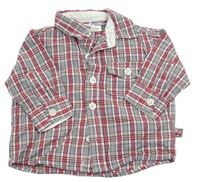 Šedo-bílo-červená kostkovaná košile 