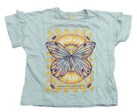 Světlemodré crop tričko s motýlem F&F