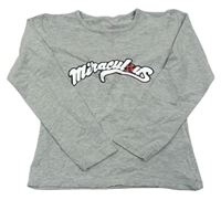 Šedé melírované triko s nápisem - Miraculous Vertbaudet
