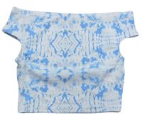 Bílo-modré batikované žebrované crop tričko Matalan