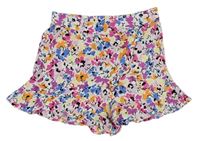 Smetanovo-barevné květované lehké sukňové kraťasy Page