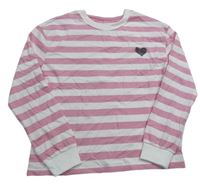 Bílo-růžové pruhované triko se srdíčkem F&F