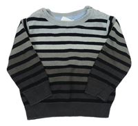 Černo-šedý pruhovaný lehký svetr 