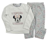 Bílo-šedé chlupaté pyžamo s Minnií zn. Disney