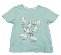 Světlemodré tričko s kočkami Primark