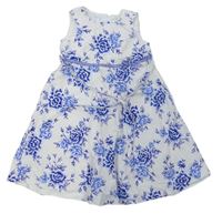 Bílo-modré květované plátěné šaty TU 
