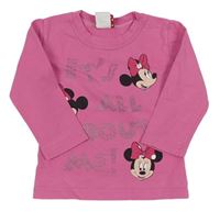 Růžové triko s nápisy a Minnie zn. Disney