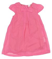 Neonově růžové šifonové šaty s mašlí C&A
