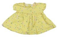 Žluté květované bavlněné šaty Hema