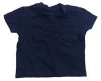 Tmavomodré žebrované tričko s kapsou PRIMARK