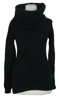 Dámský černý lehký svetr s komínovým límcem 