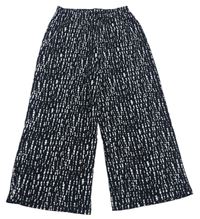 Černo-bílé vzorované culottes kalhoty F&F