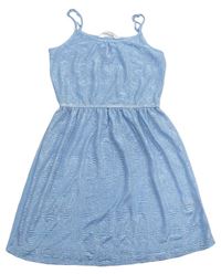 Světlemodro-stříbrné vzorované letní šaty H&M