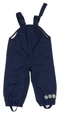 Tmavomodré šusťákové laclové kalhoty s puntíky Topomini