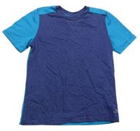 Tmavomodro-modrozelené melírované funkční sportovní tričko Domyos