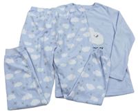 Světlemodré fleecové pyžamo s mráčky a hvězdičkami Primark