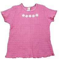 Růžové žebrované tričko s květy BHS