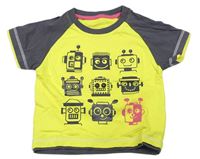 Žluto-tmavošedé tričko s roboty M&S