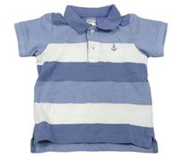 Modro-světlemodro-bílé pruhované melírované polo tričko s kotvou H&M