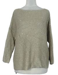 Dámský béžový svetr s flitry Zara 
