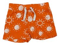 Oranžové bavlněné kraťasy se sluníčky Primark
