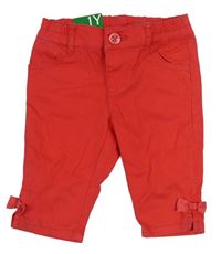 Jahodové plátěné chino crop kalhoty Benetton