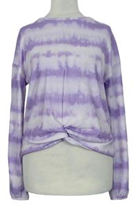 Dámské fialové batikované úpletové crop triko s nařasením St. Bernard