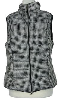 Dámská černo-béžová vzorovaná šusťáková zateplená vesta S. Oliver 