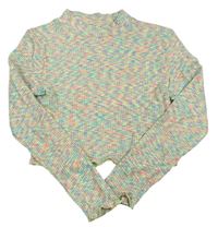 Barevné melírované úpletové crop triko se stojáčkem Matalan