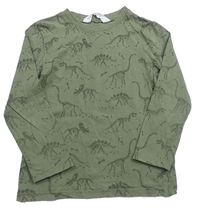 Khaki triko s dinosaury H&M