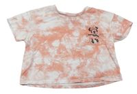 Růžovo-bílé batikované crop tričko s Minnie George