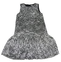 Černo-stříbrné vzorované lehké šaty Next