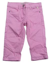 Růžové crop plátěné kalhoty Pocopiano