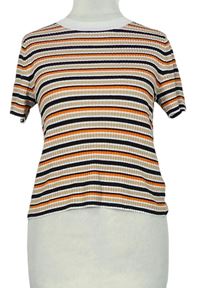 Dámské barevně pruhované žebrované úpletové tričko H&M