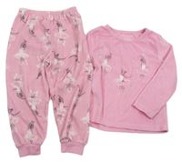 Růžové plyšové pyžamo s baletkami PRIMARK