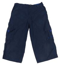 Tmavomodré cargo capri šusťákové outdoorové kalhoty mountainlife