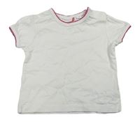 Bílé tričko s růžovým lemem Berti