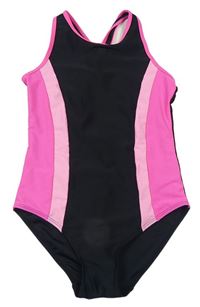 Černo-světlerůžovo-křiklavě růžové jednodílné plavky George