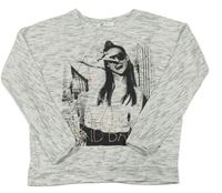 Světlešedé melírované triko s dívkou zn. Pep&Co