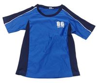 Modro-tmavomodré sportovní funkční tričko s číslem Crane