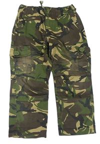 Khaki army kalhoty s kapsami 