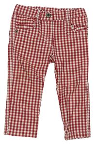 Červeno-bílé kostičkované kalhoty 