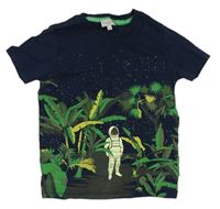 Tmavomodré tričko se stromy a astronautem Paul Smith 