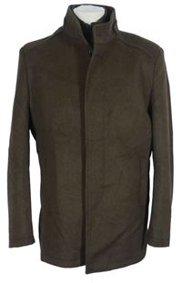 3v1 - Pánský hnědý vlněný kabát  
