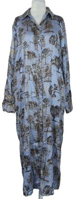 Dámské světlemodré vzorované košilové midi šaty Gina Benotti 